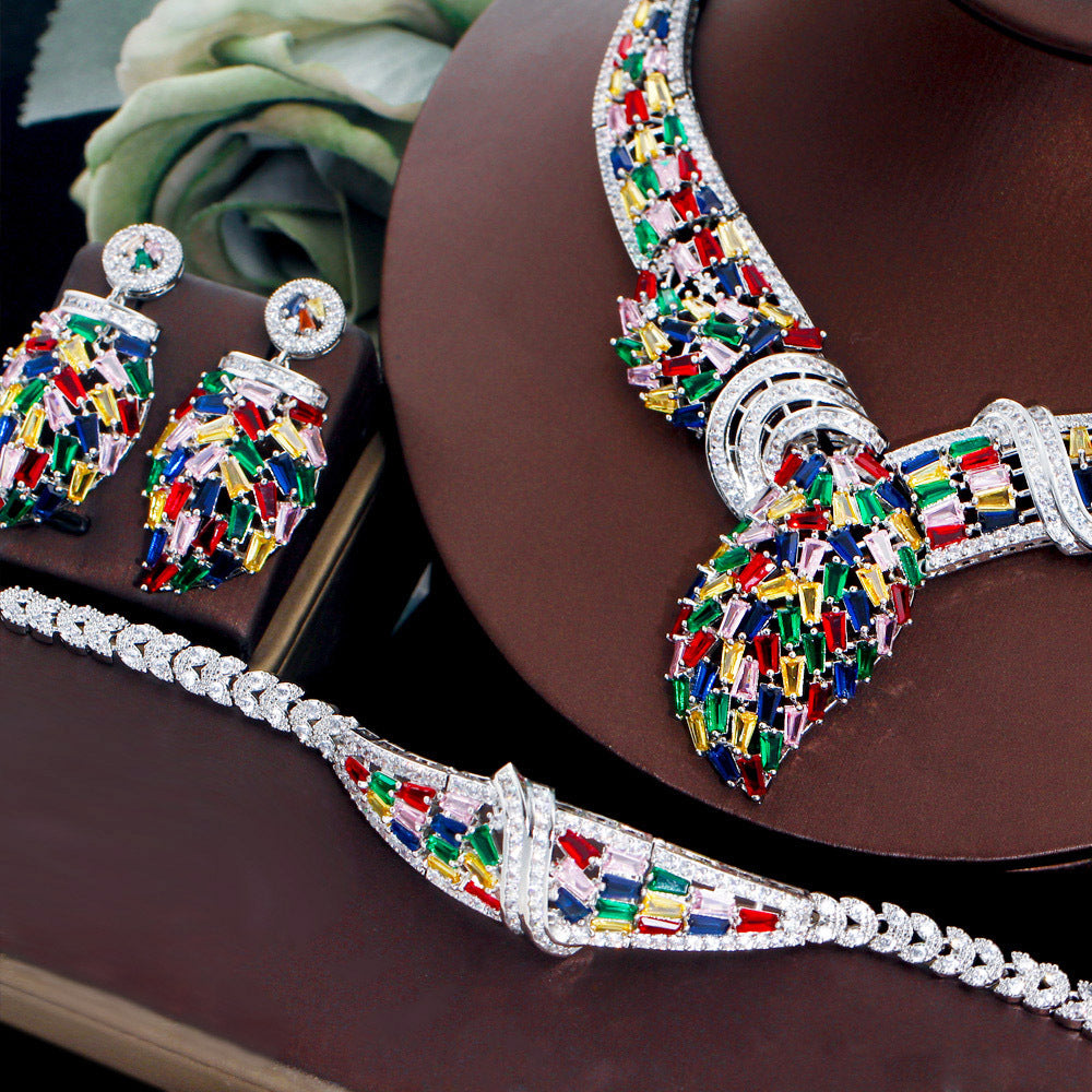 Geometry Snake Cubic Zirconia Necklace Set N5142