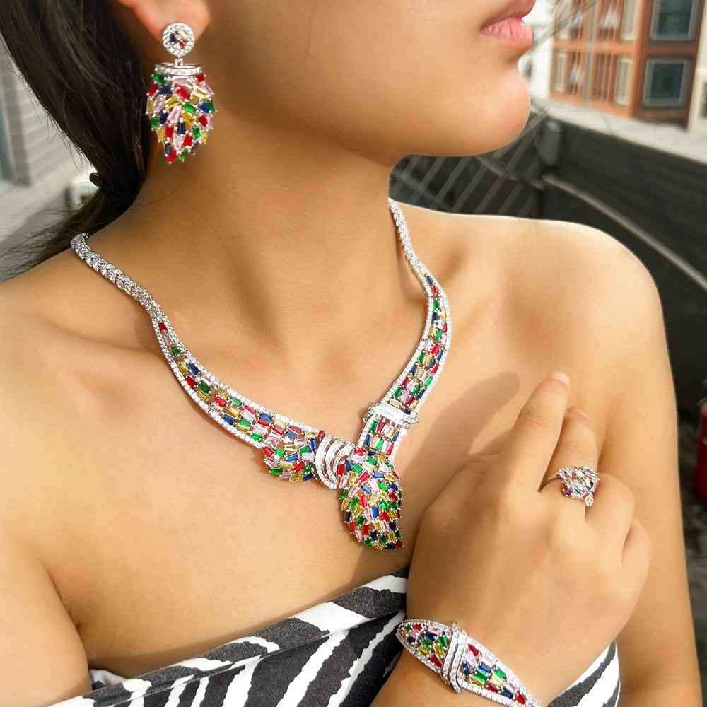 Geometry Snake Cubic Zirconia Necklace Set N5142