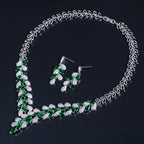 Geometry Leaf Cubic Zirconia Necklace Set N5143