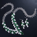 Geometry Leaf Cubic Zirconia Necklace Set N5143
