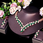 Geometry Leaf Cubic Zirconia Necklace Set N5143