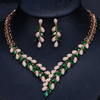 Geometry Leaf Cubic Zirconia Necklace Set N5143