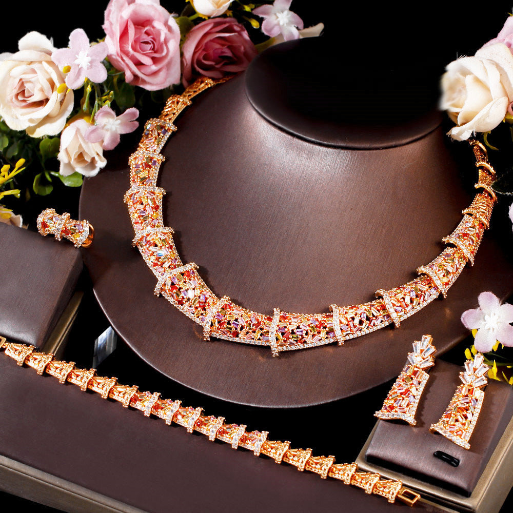 Cubic Zirconia Necklace Earrings BraceletSet N5144