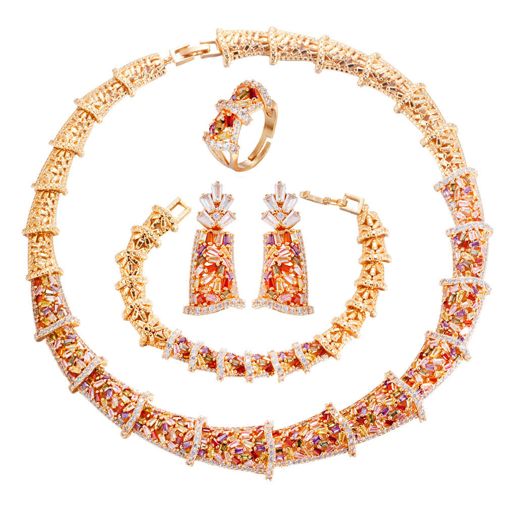 Cubic Zirconia Necklace Earrings BraceletSet N5144