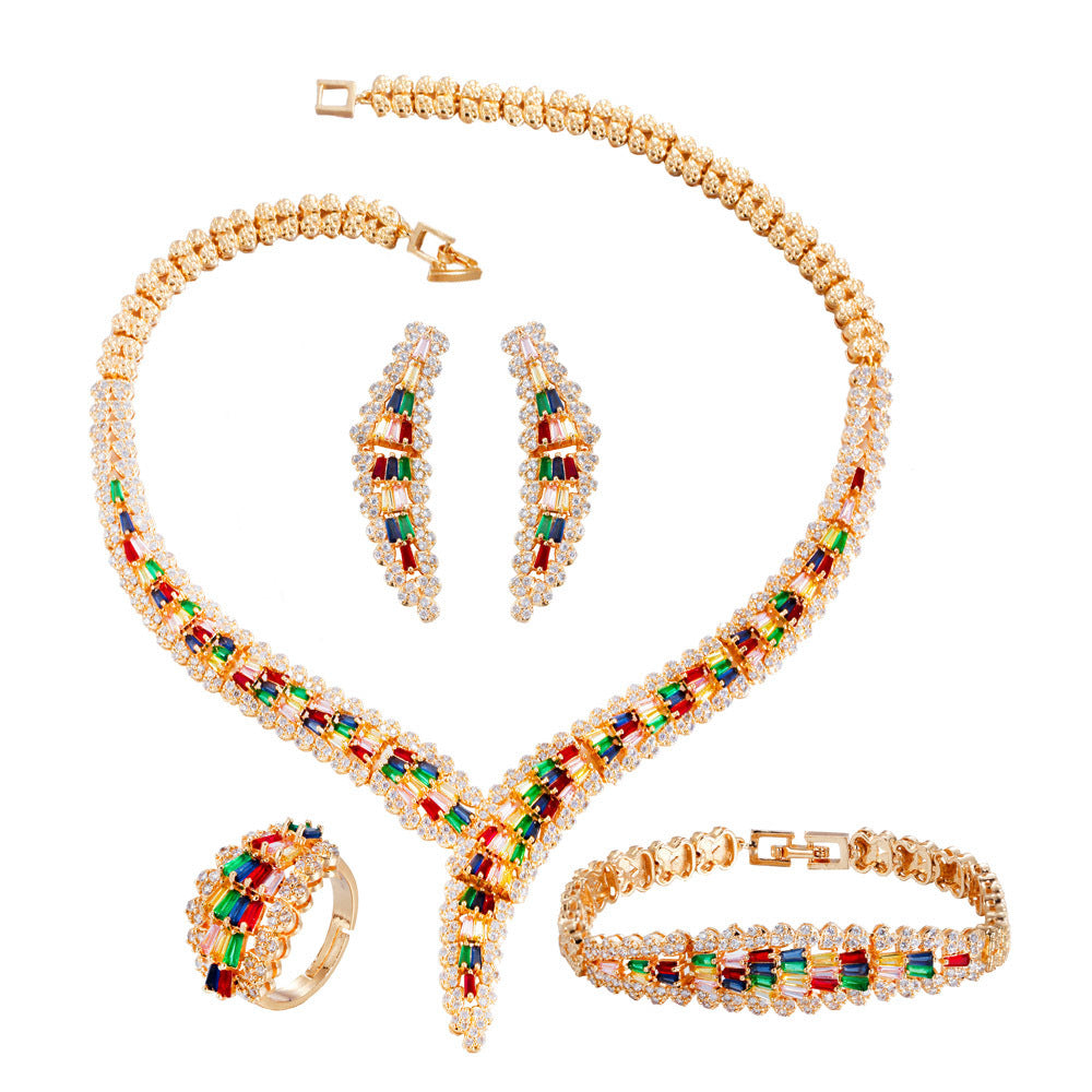 Cubic Zirconia Necklace Earrings Bracelet Set N5145