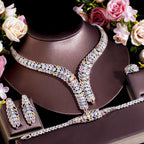 Leaf Cubic Zirconia Necklace Earrings BraceletSet N5146