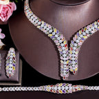 Leaf Cubic Zirconia Necklace Earrings BraceletSet N5146
