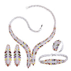 Leaf Cubic Zirconia Necklace Earrings BraceletSet N5146