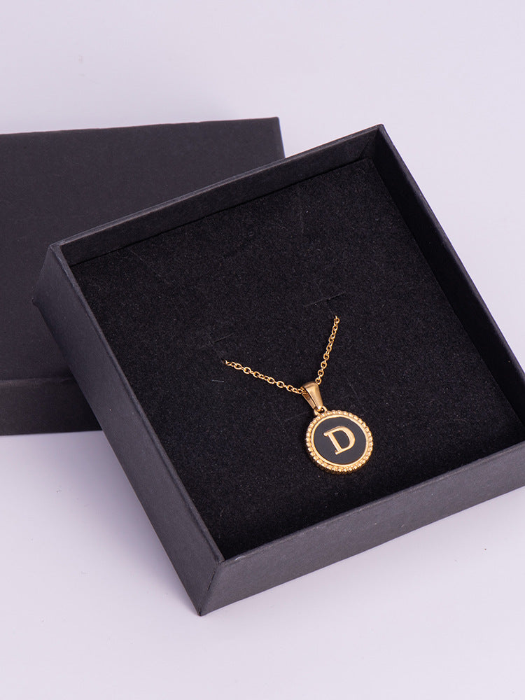 Circle Alphabet Stainless Steel Necklace N5152