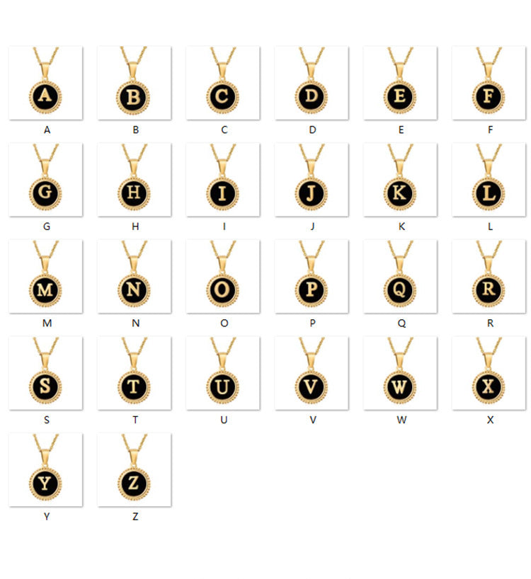 Circle Alphabet Stainless Steel Necklace N5152