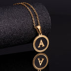 Circle Alphabet Stainless Steel Necklace N5152