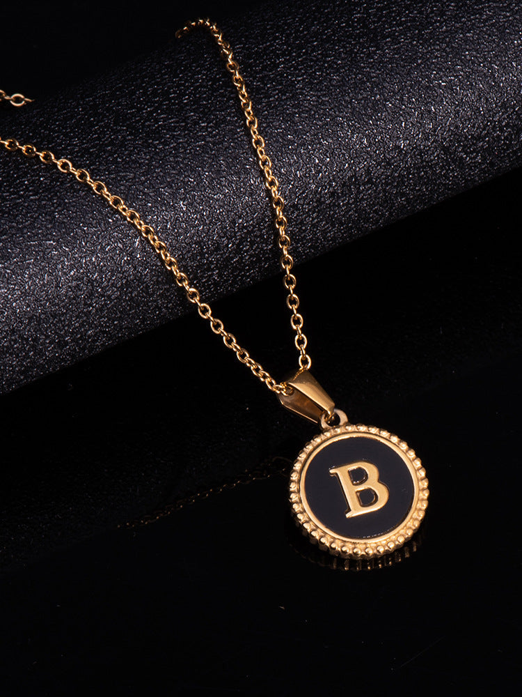 Circle Alphabet Stainless Steel Necklace N5152