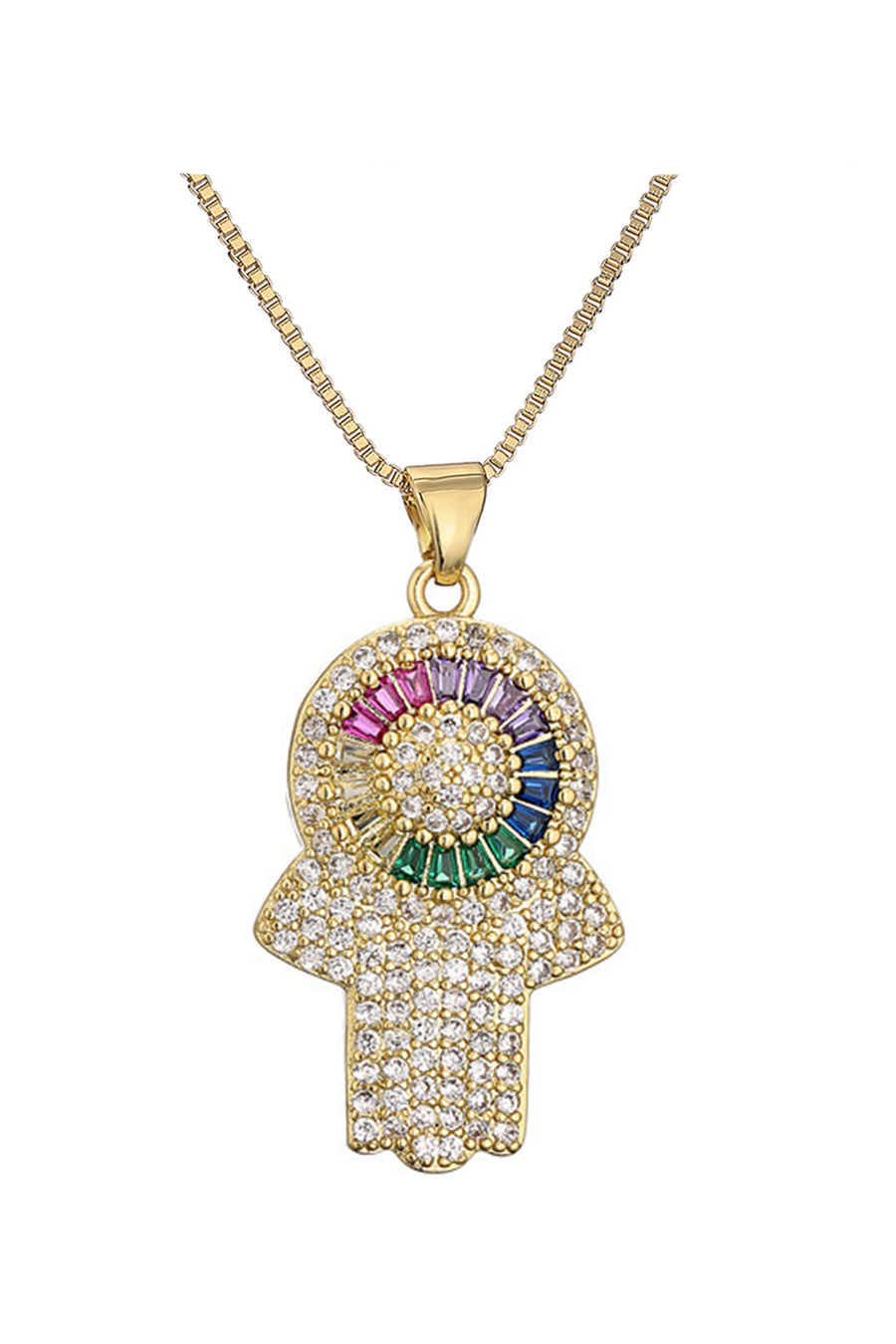 Boho Hand Rainbow Evil Eye Charm N5190