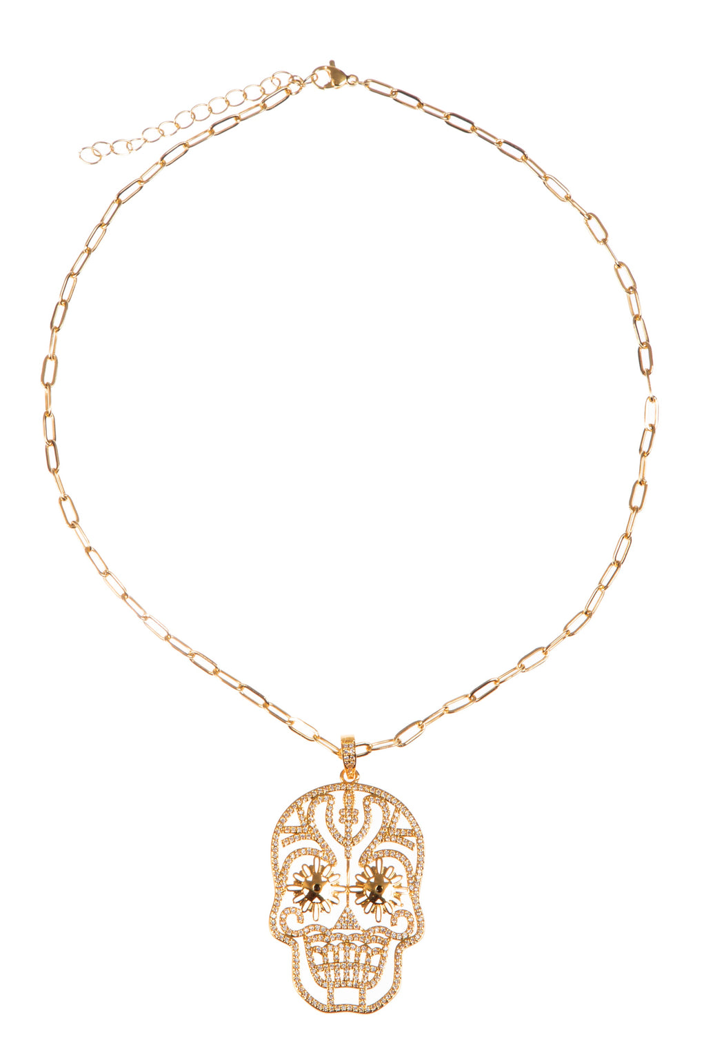 Skull Pendant Cubic Zirconia Chains Necklace N5194