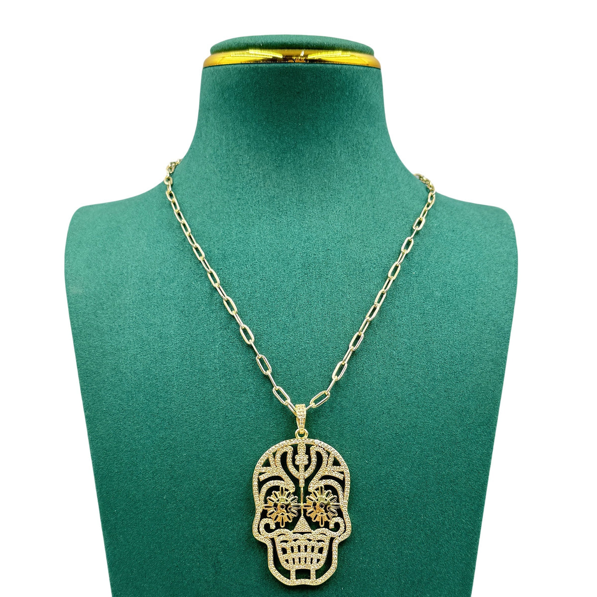 Skull Pendant Cubic Zirconia Chains Necklace N5194
