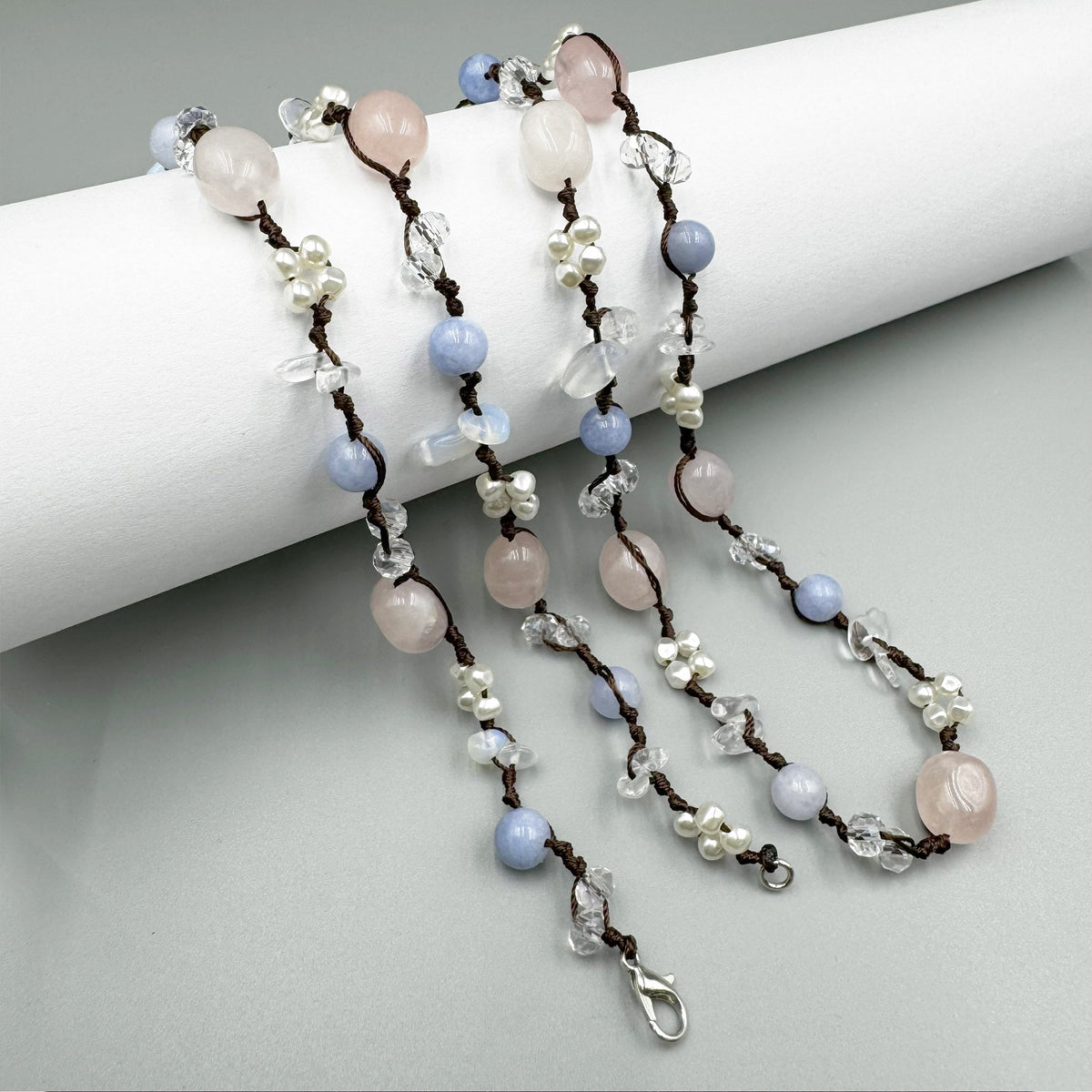 Handmade Braided Irregular Aquamarine Necklace N5224