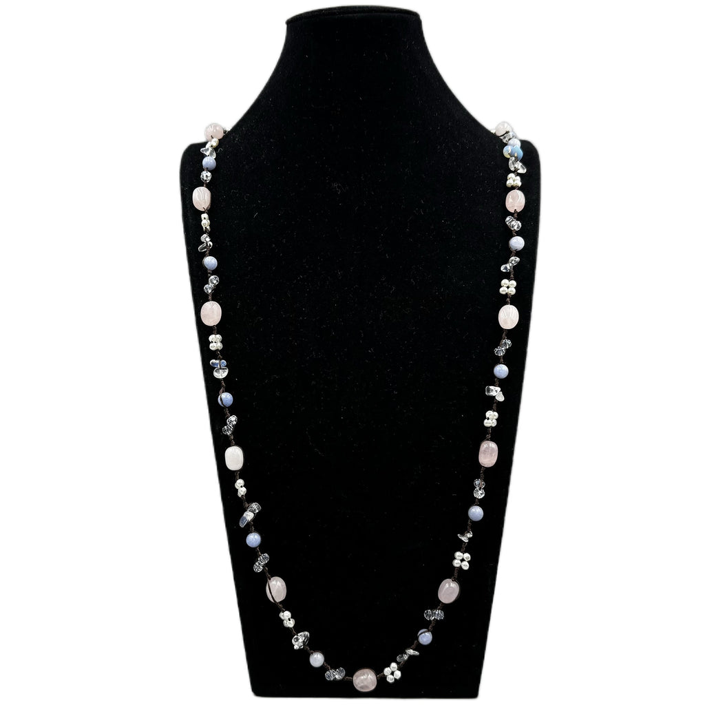 Handmade Braided Irregular Aquamarine Necklace N5224