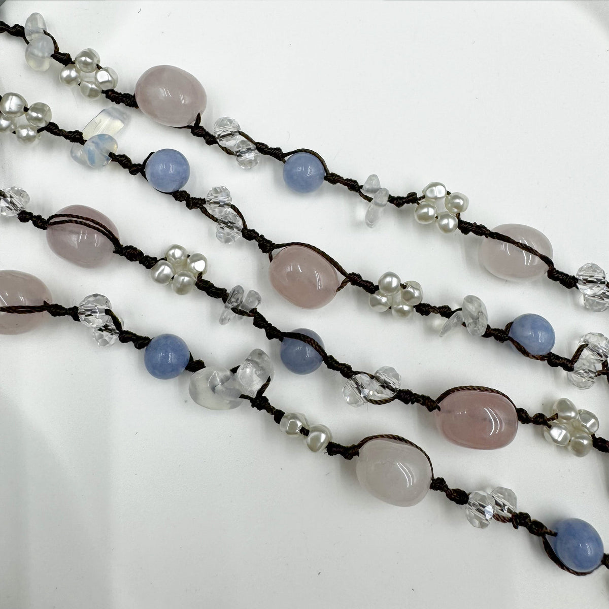 Handmade Braided Irregular Aquamarine Necklace N5224