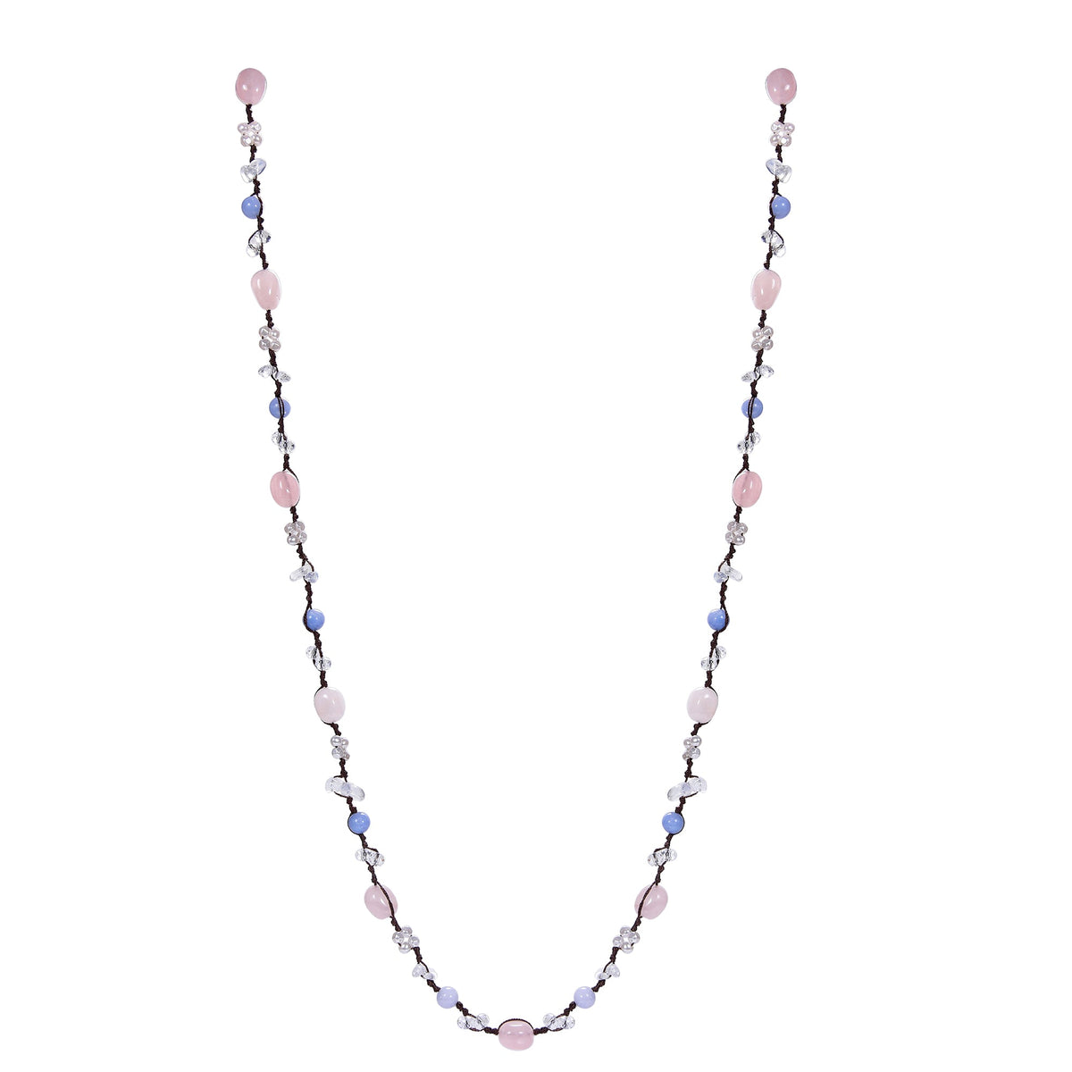 Handmade Braided Irregular Aquamarine Necklace N5224