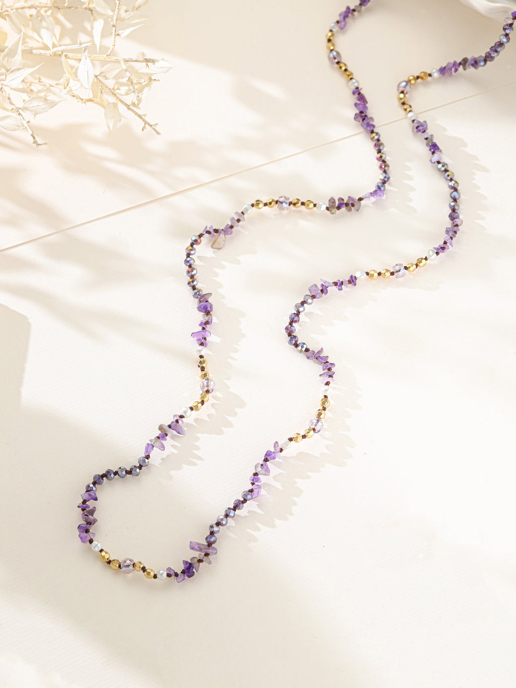 Natural Stone Crystal Bead Necklace N5247