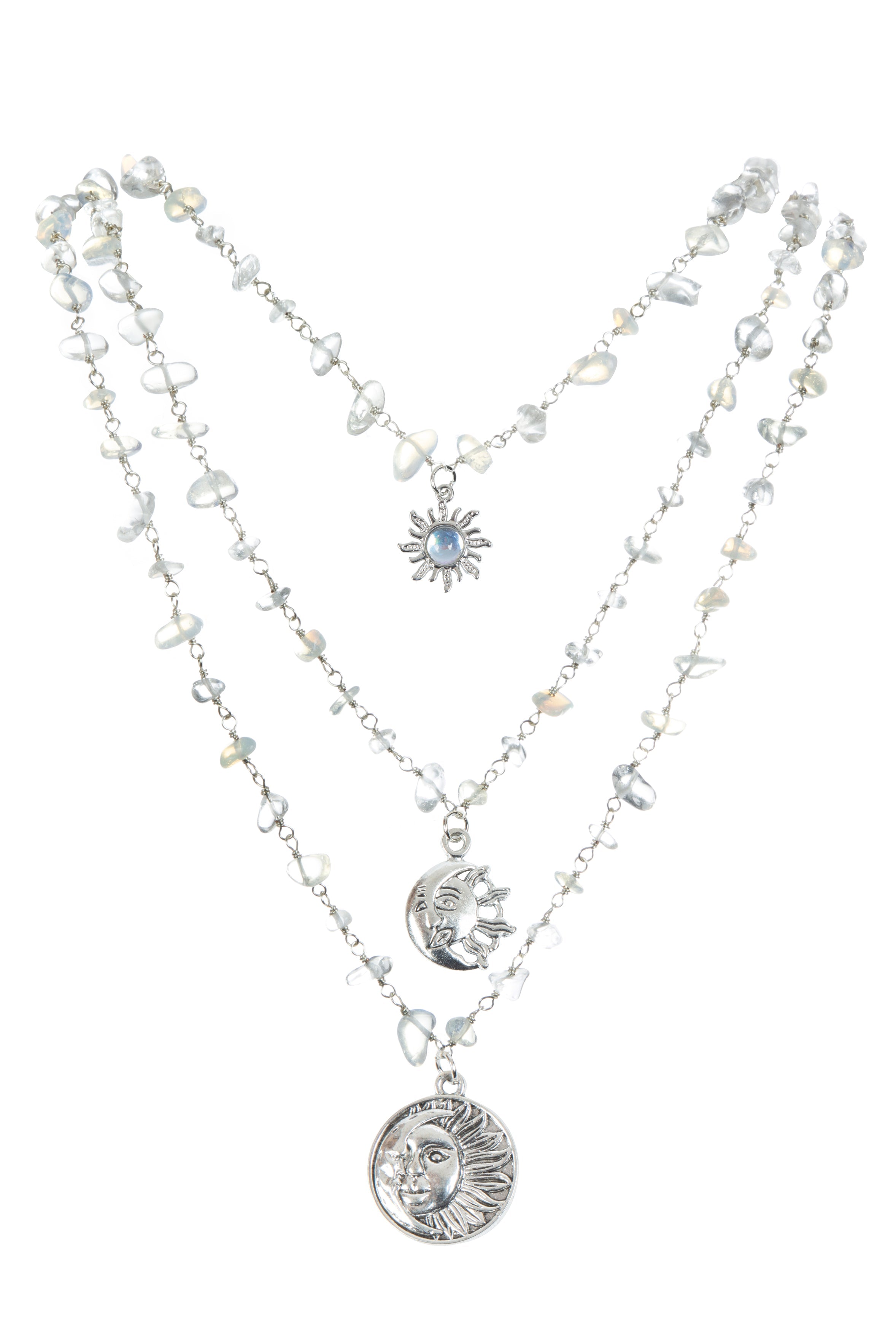 Sun & Moon Irregular Opal Stone Necklace Set N5268