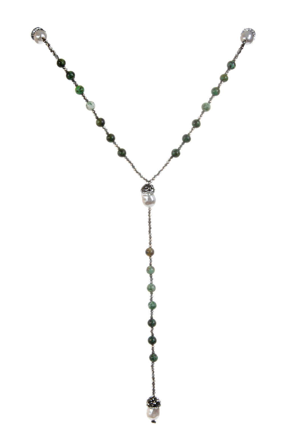 African Turqoise Pearl Y-shaped Necklace N5270