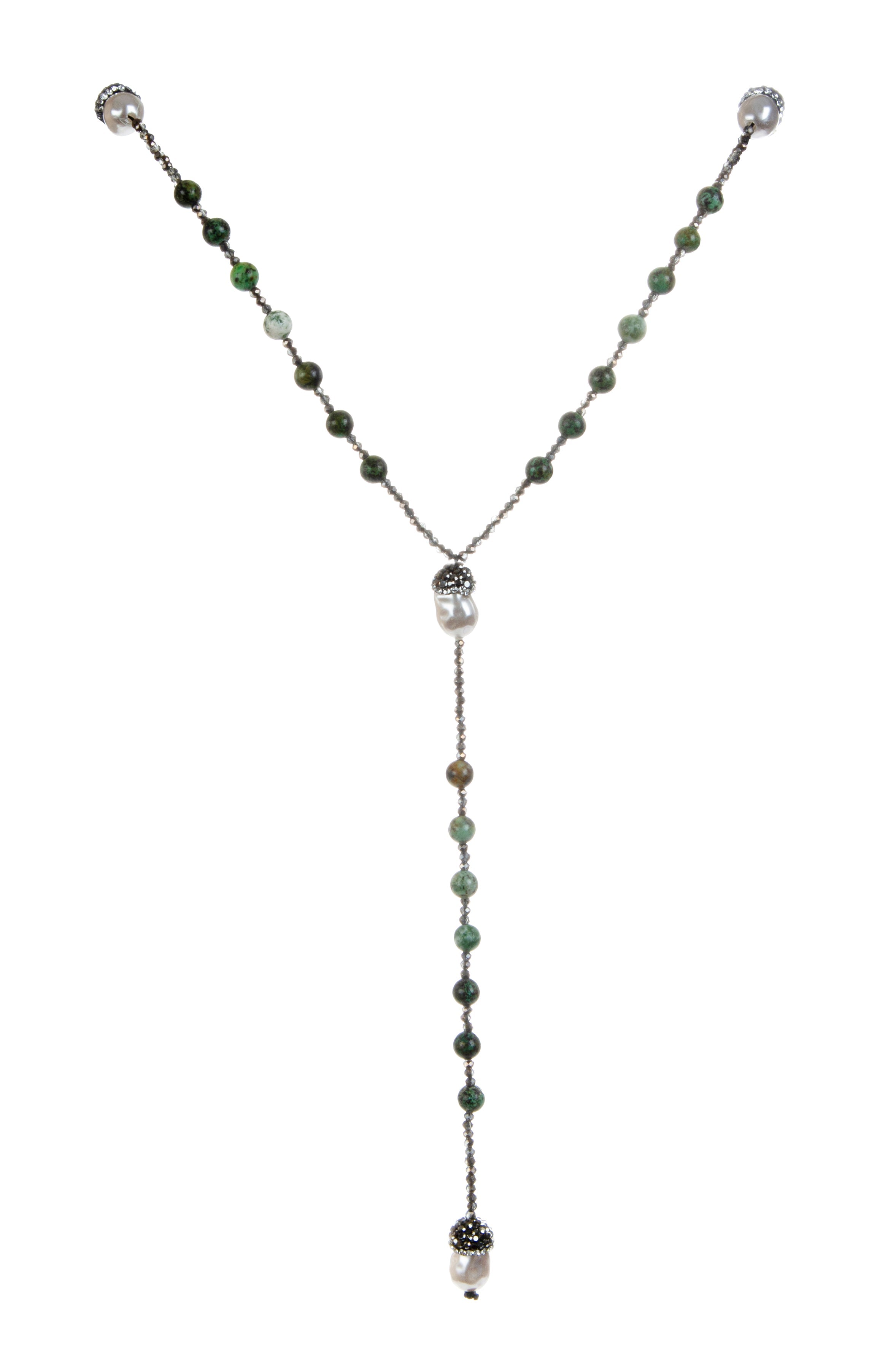 African Turqoise Pearl Y-shaped Necklace N5270