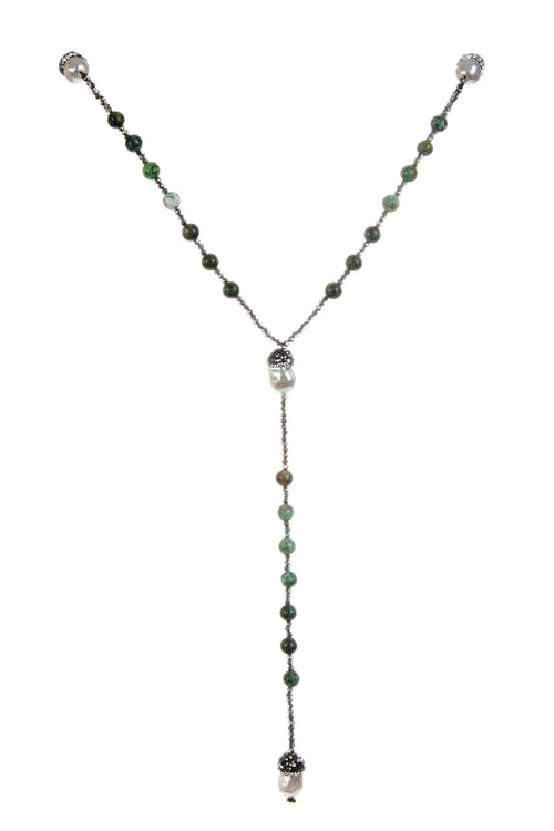 African Turqoise Pearl Y-shaped Necklace N5270