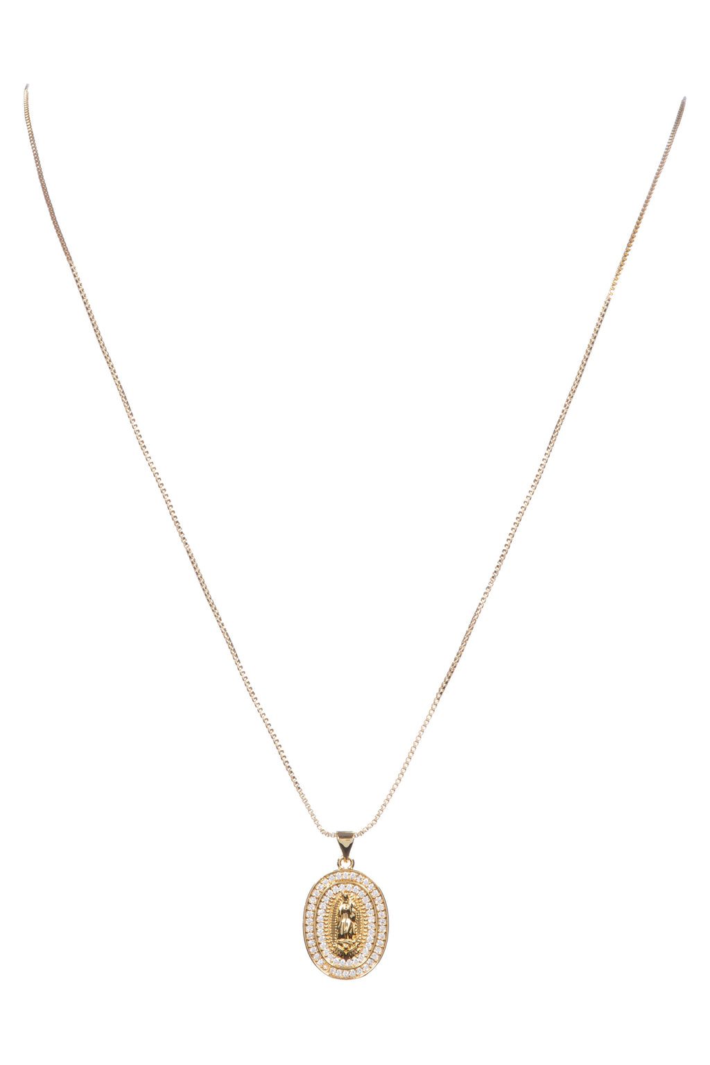 Oval Pendant Cubic Zirconia Chain Necklace N5276