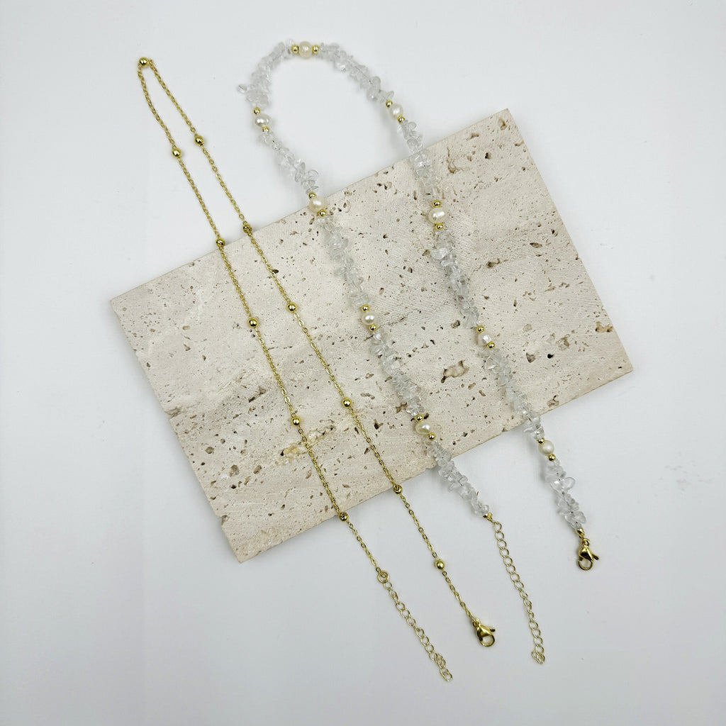 Irregular Natural Stone Pearl Chains Necklace Set N5277
