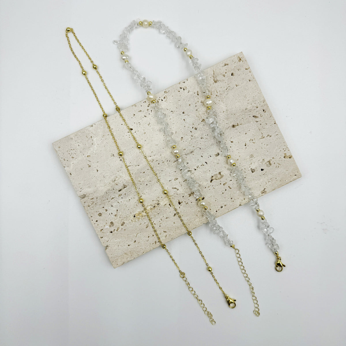 Irregular Natural Stone Pearl Chains Necklace Set N5277