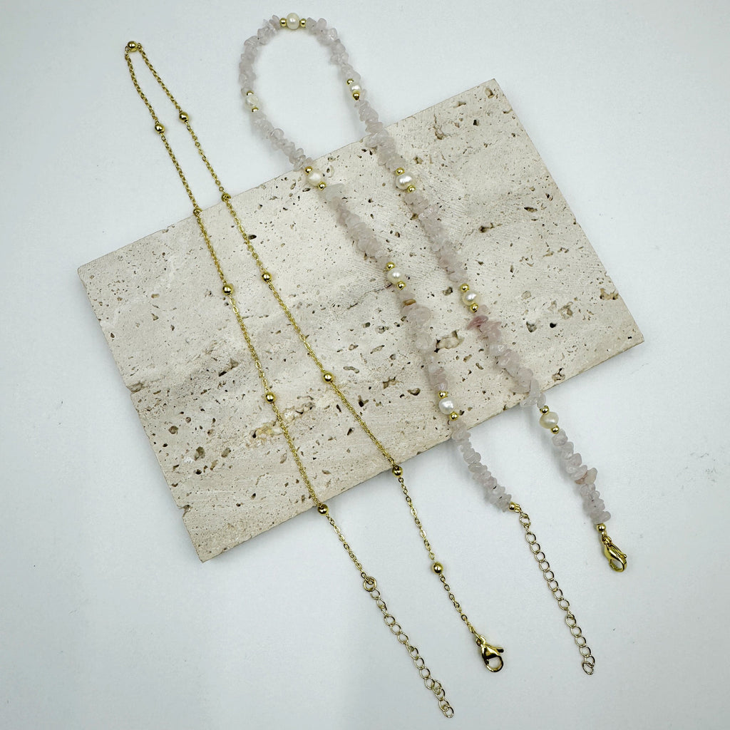 Irregular Natural Stone Pearl Chains Necklace Set N5277