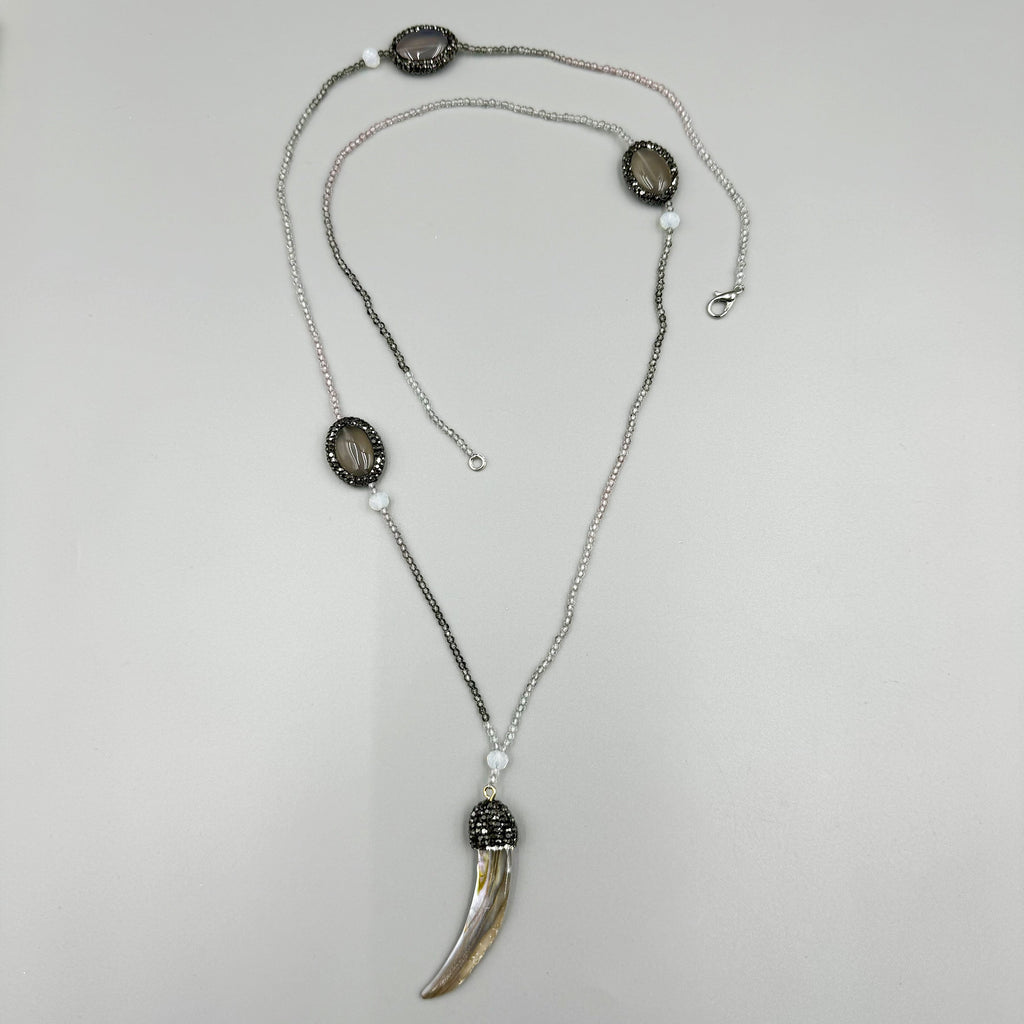 Ox Horn Opal Crystal Bead Necklace N5279