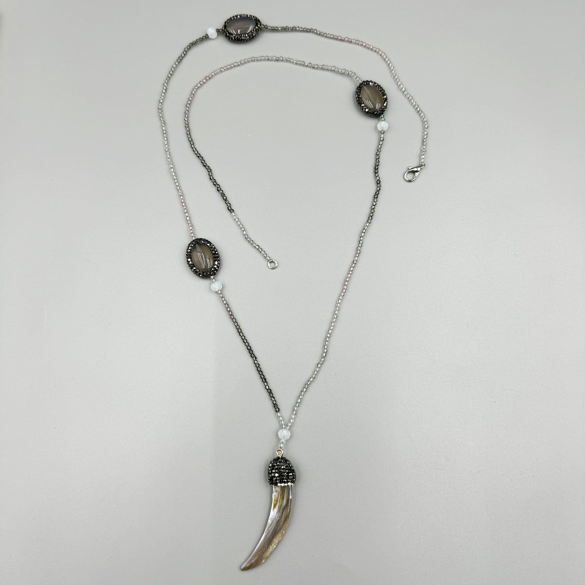 Ox Horn Opal Crystal Bead Necklace N5279