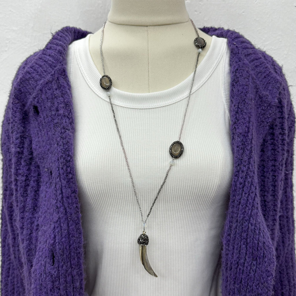 Ox Horn Opal Crystal Bead Necklace N5279