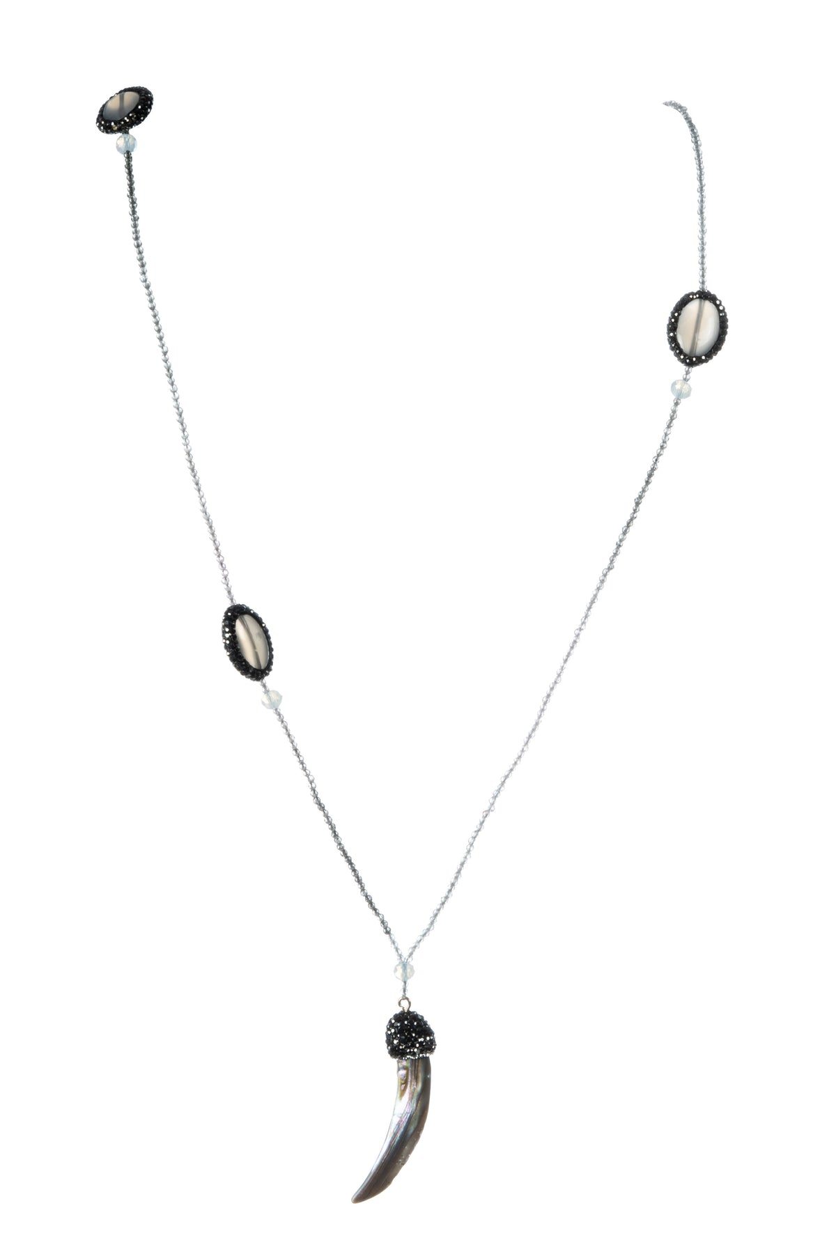 Ox Horn Opal Crystal Bead Necklace N5279