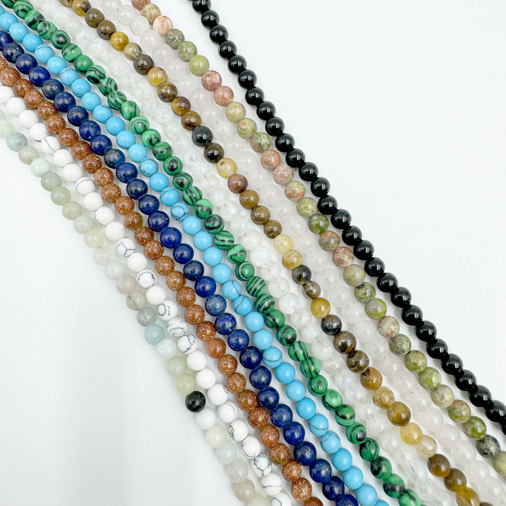 3MM Natural Stone Pearl Bead Necklace N5291