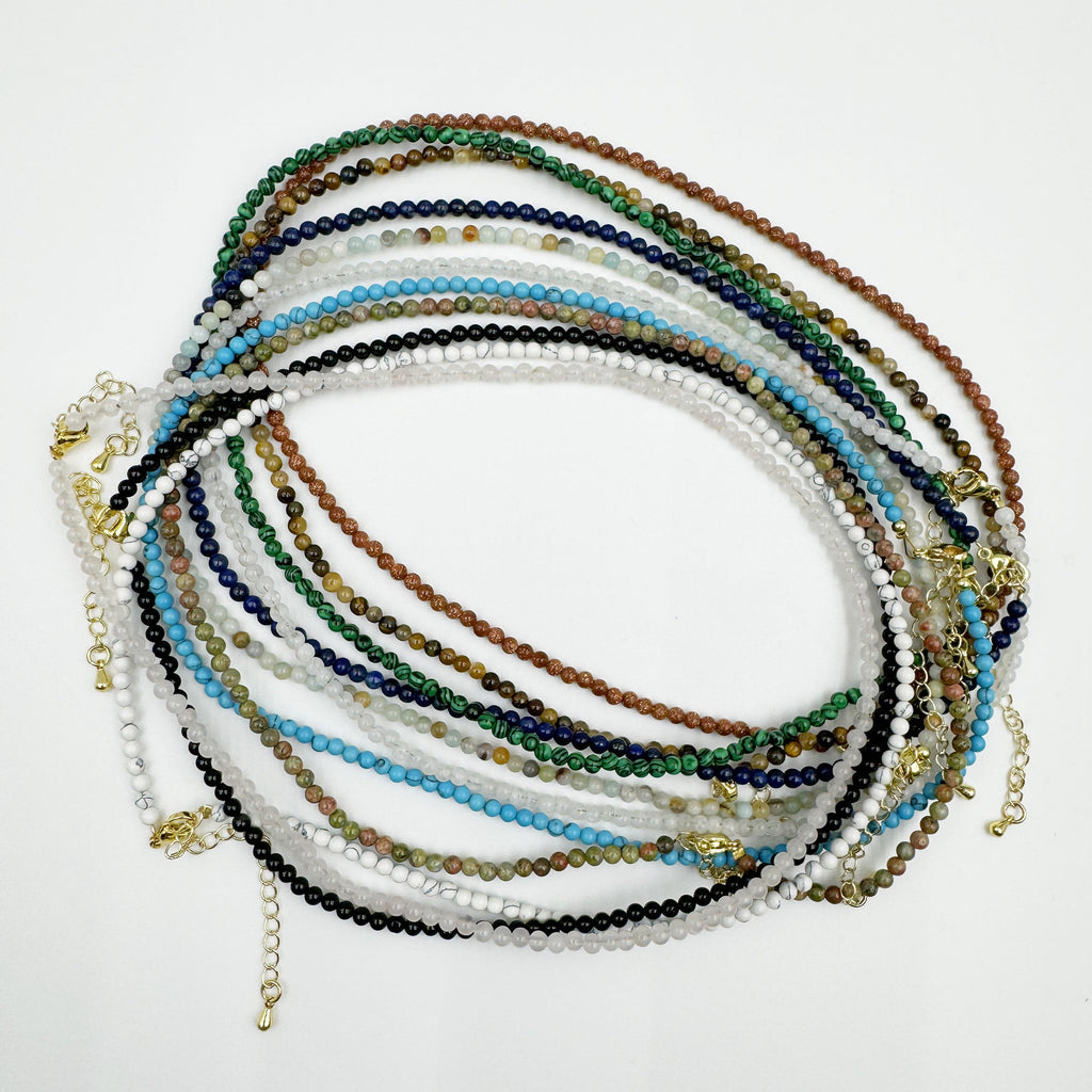 3MM Natural Stone Pearl Bead Necklace N5291