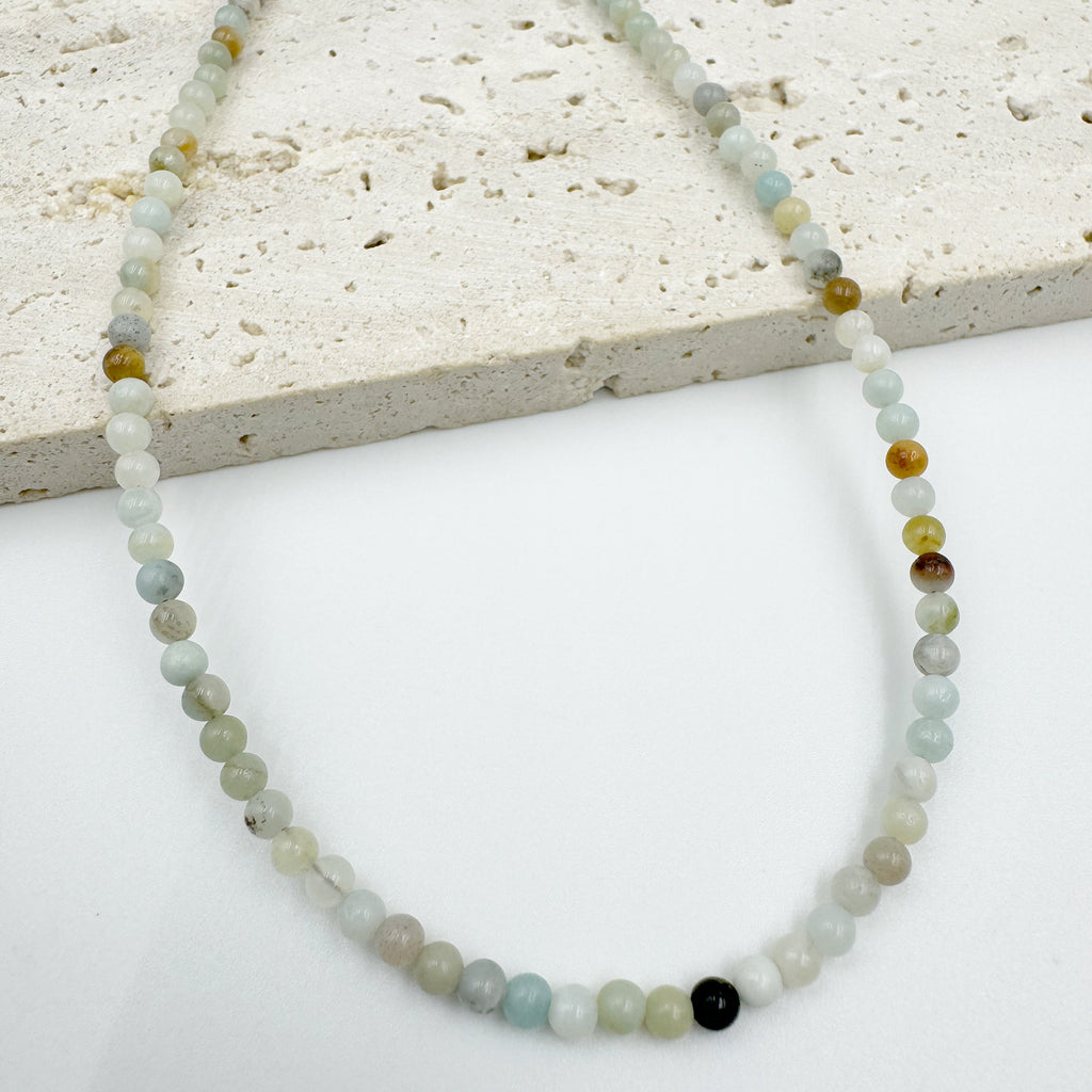 3MM Natural Stone Pearl Bead Necklace N5291