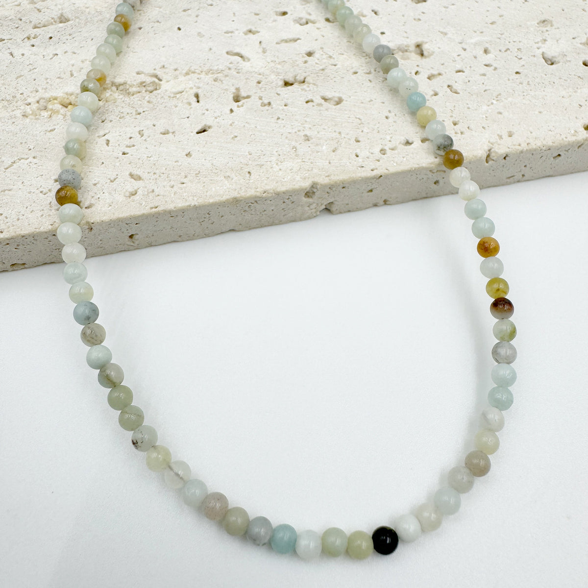 3MM Natural Stone Pearl Bead Necklace N5291