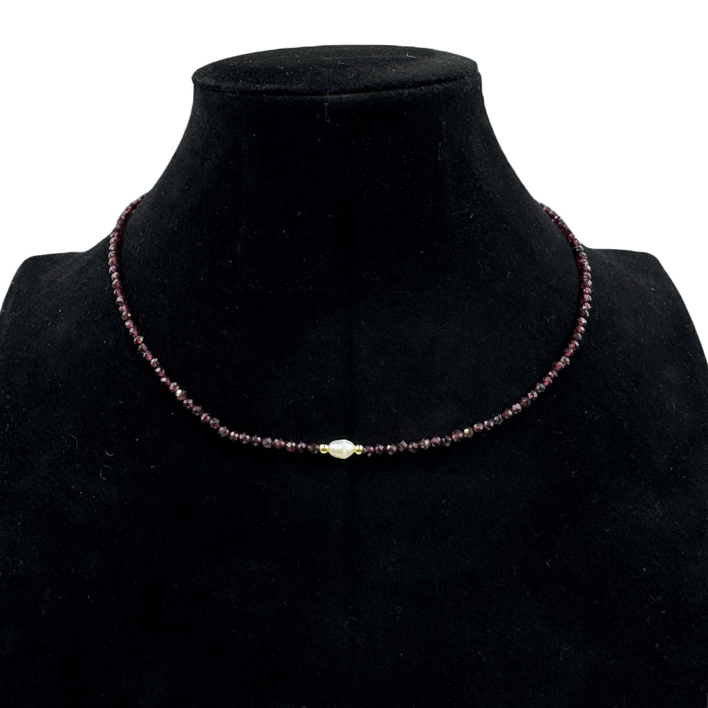 3MM Natural Stone Bead Pearl Necklace N5292