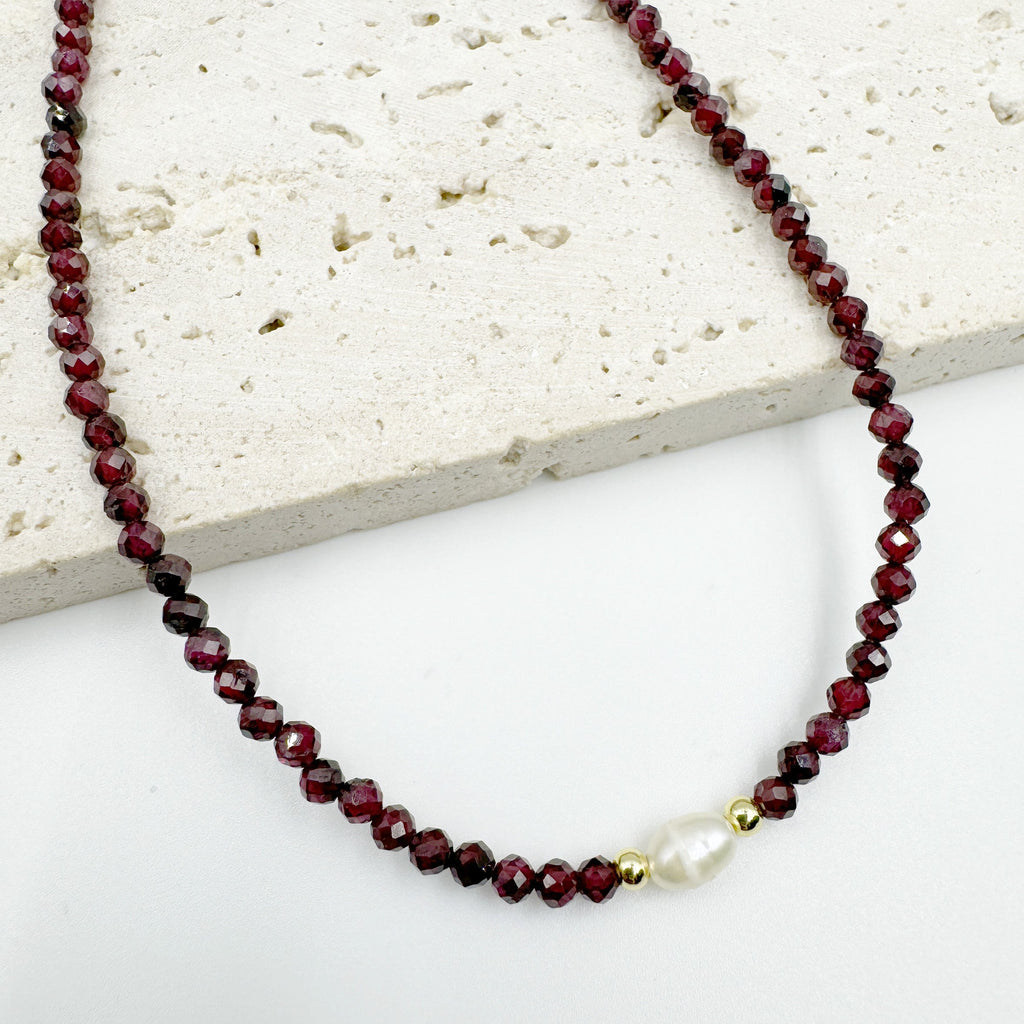 3MM Natural Stone Bead Pearl Necklace N5292