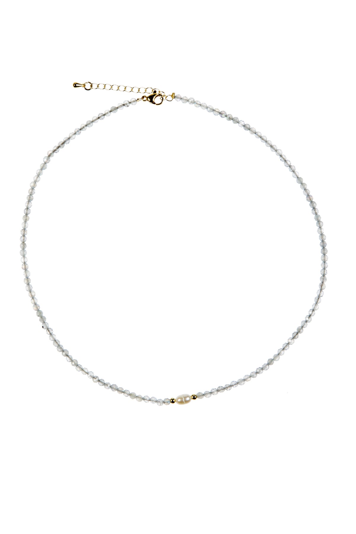3MM Natural Stone Bead Pearl Necklace N5292