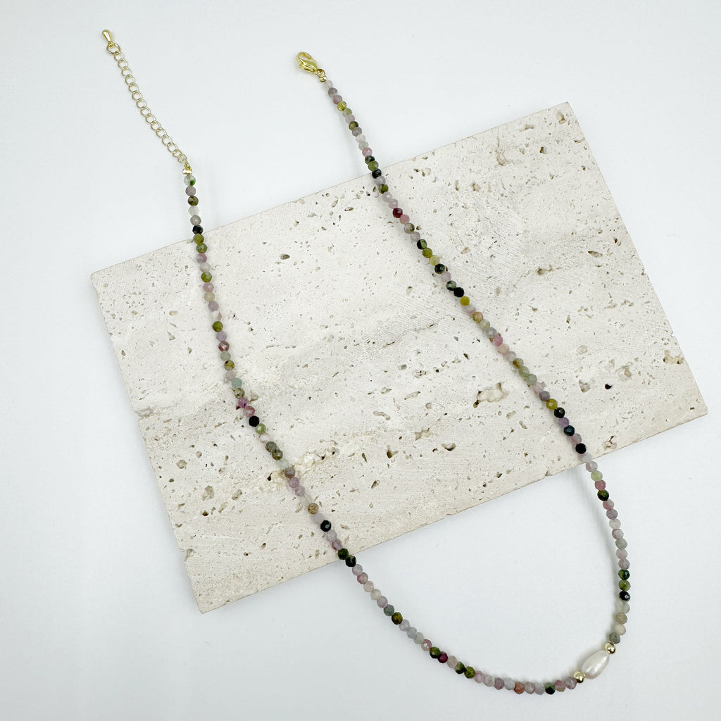 3MM Natural Stone Bead Pearl Necklace N5292
