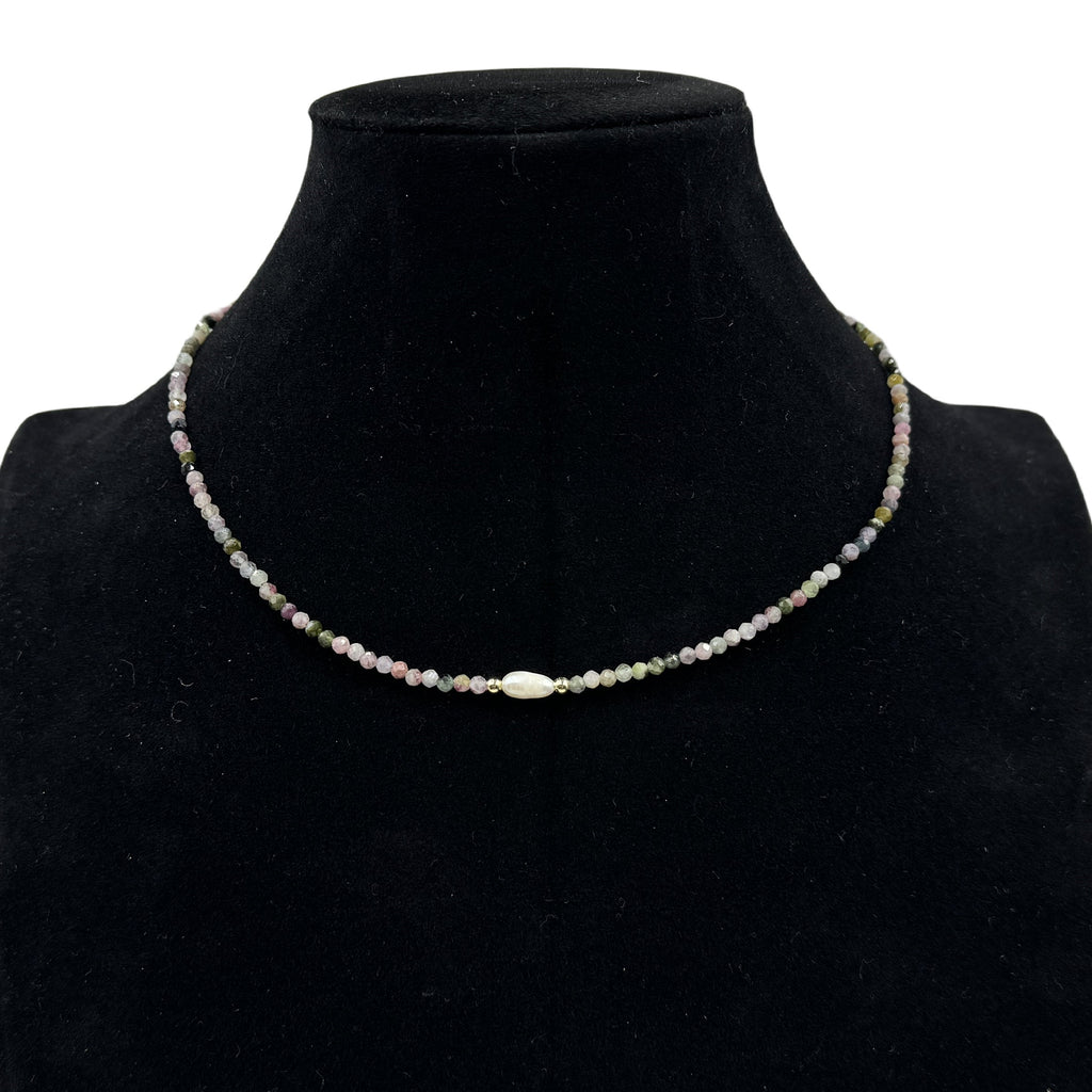 3MM Natural Stone Bead Pearl Necklace N5292