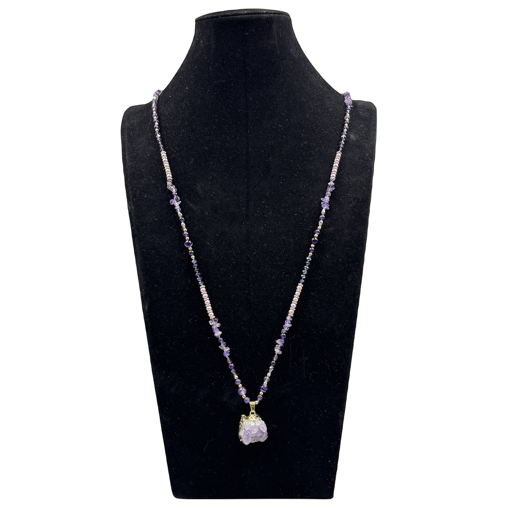 Amethyst Natural Stone Pearl Bead Necklace N5319