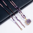 Amethyst Natural Stone Pearl Bead Necklace N5319