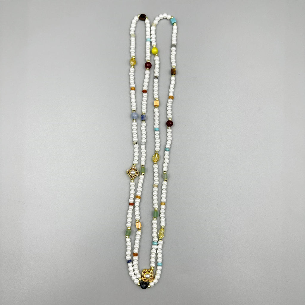 Pearl Natural Stone Bead Long Necklace N5335