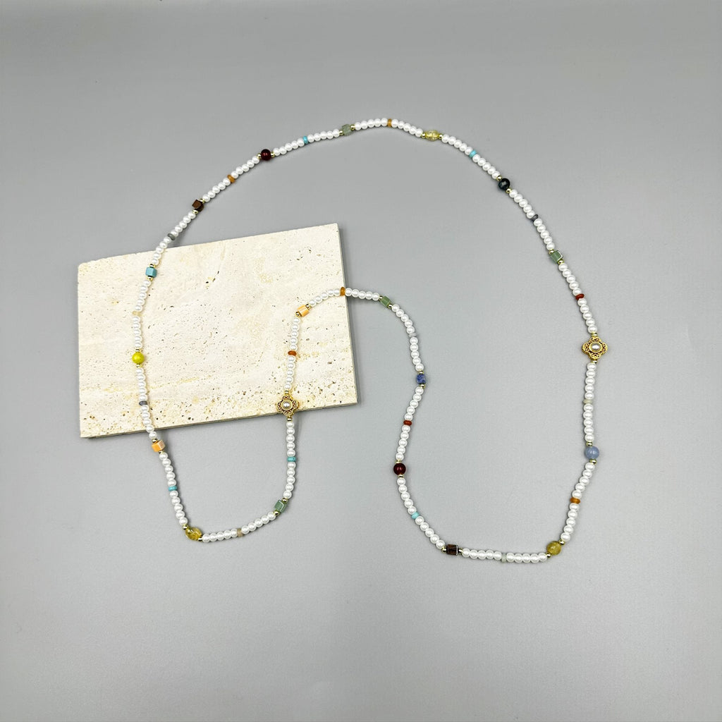 Pearl Natural Stone Bead Long Necklace N5335