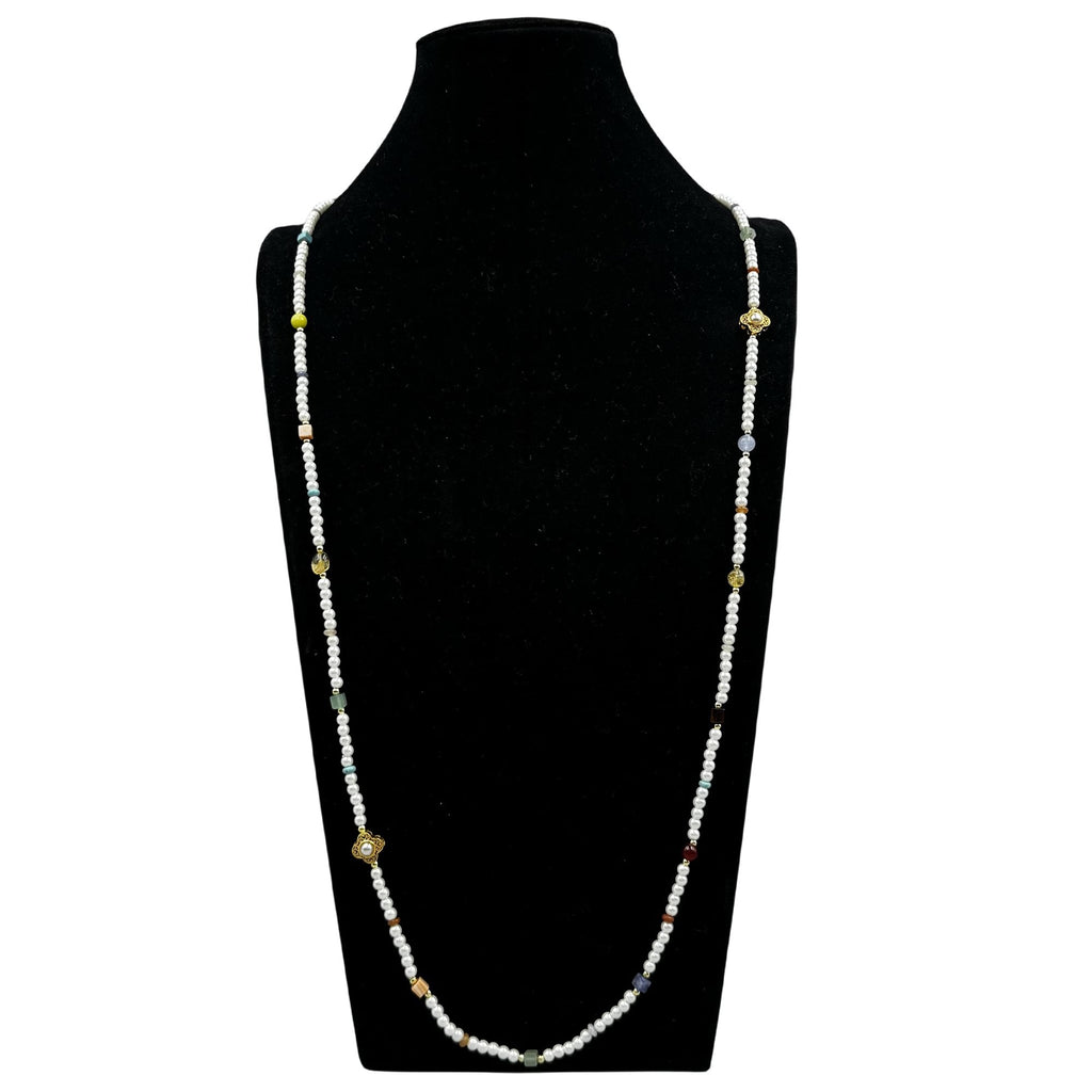 Pearl Natural Stone Bead Long Necklace N5335